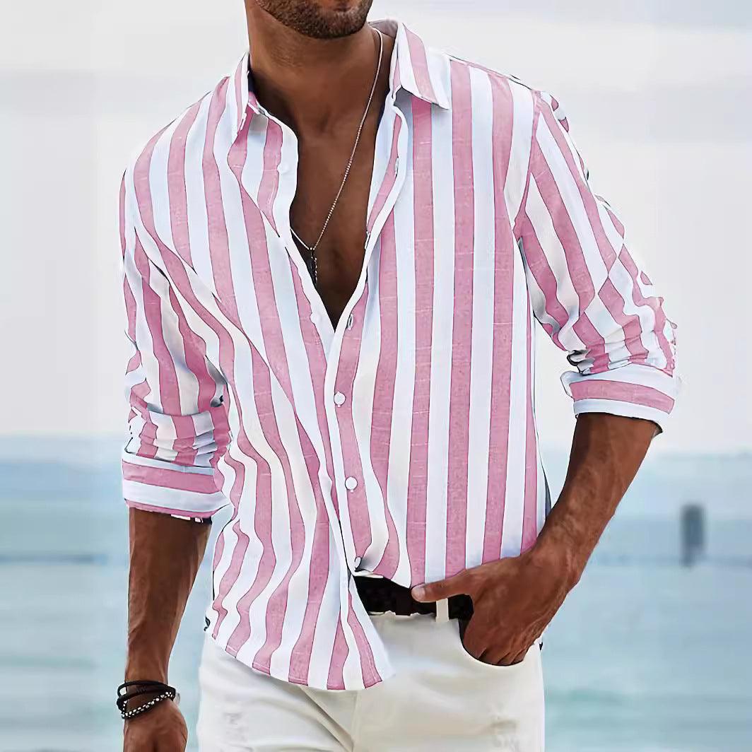 Men’s Button-Up Shirt Cotton Linen Blend