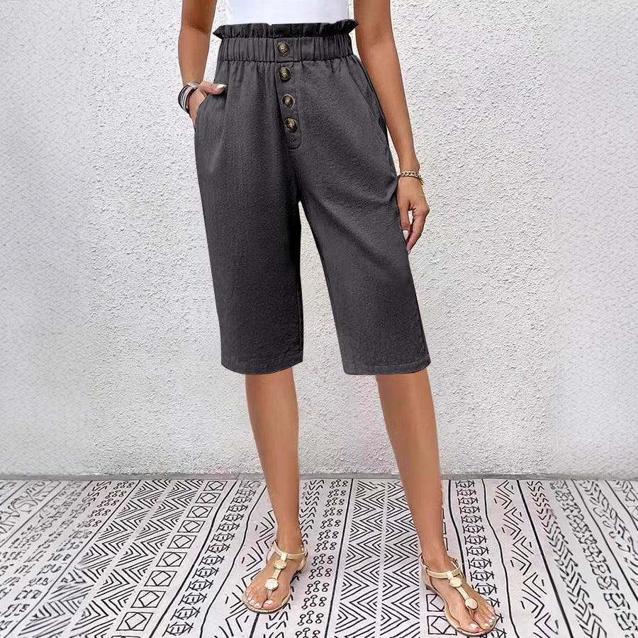 Women's Linen High Waist Paperbag Shorts
