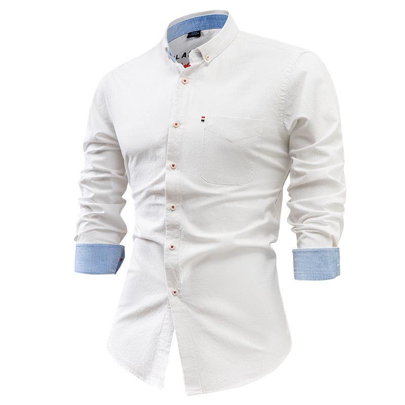 Men’s Slim Fit Button-Up Shirt Cotton Linen Blend