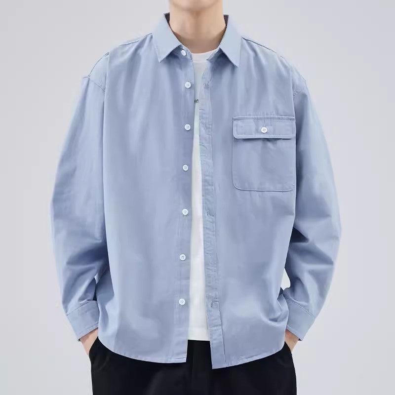 Men’s Cotton Button-Down Shirt Long Sleeve Relaxed Fit