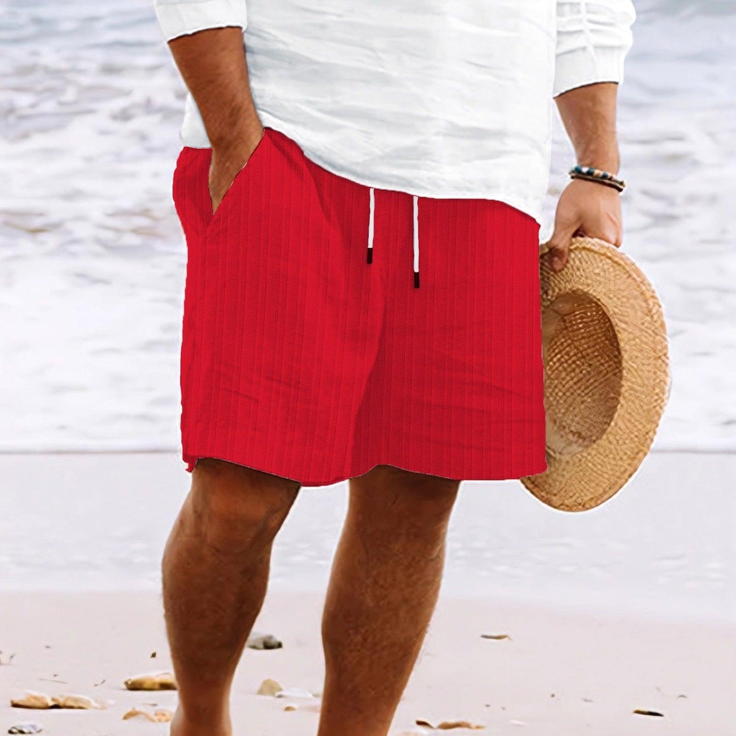 Men's Relaxed Fit Shorts Cotton Linen Blend