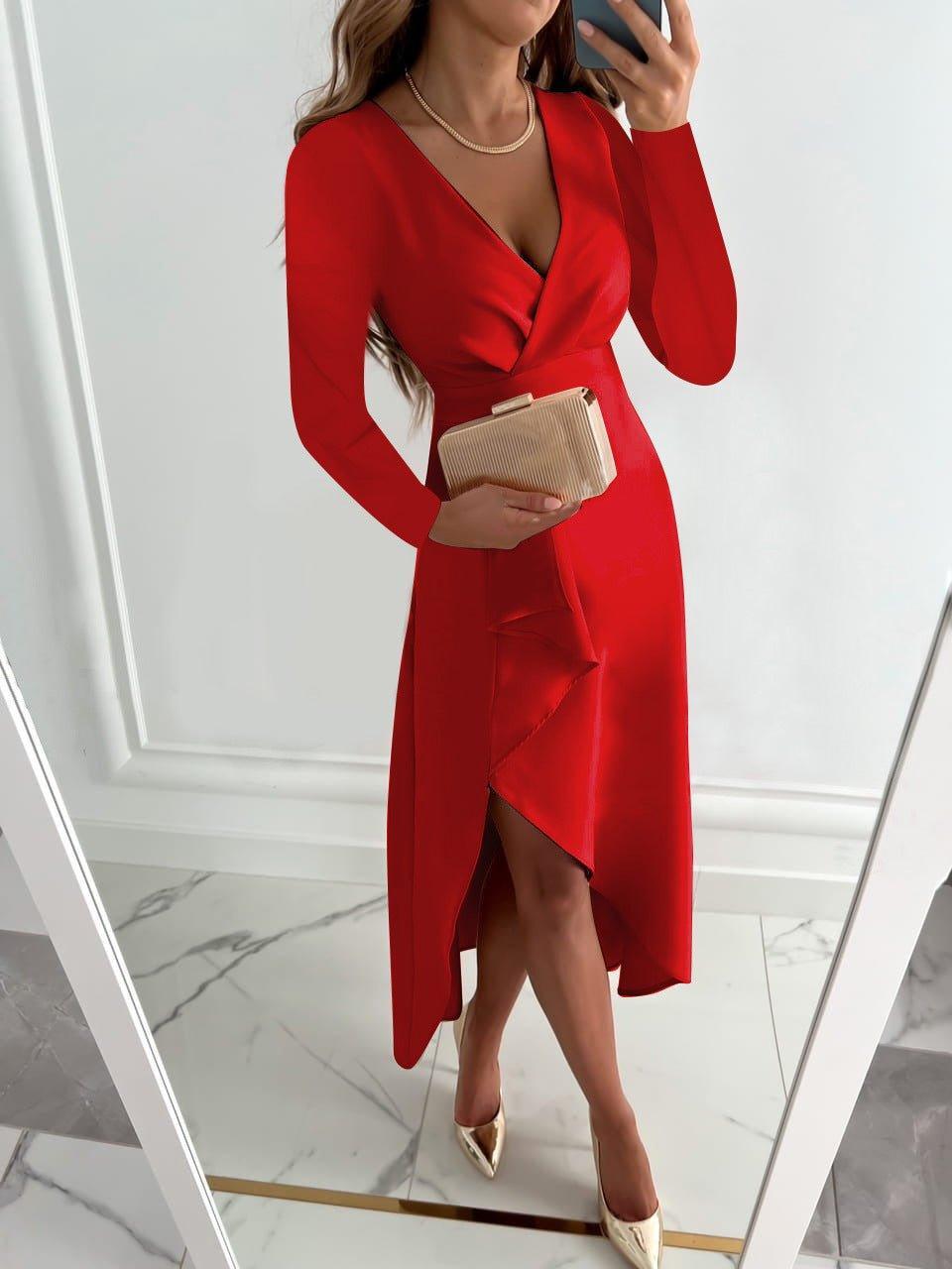 Women's Wrap Dress Elegant Round Neck