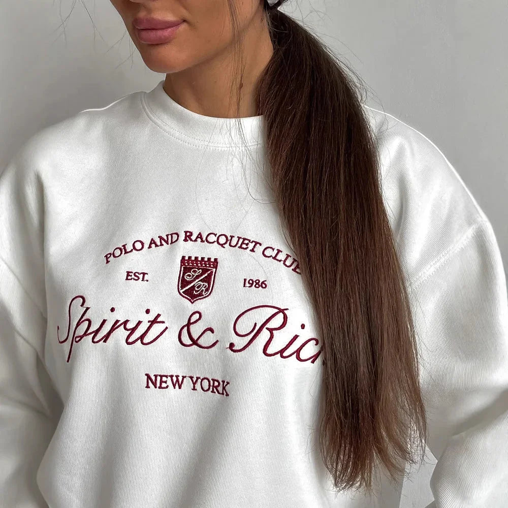 Women's Oversized Pullover Sweatshirt Cotton Blend Crew Neck