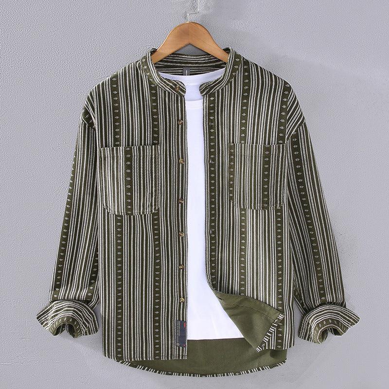 Men's Long Sleeve Striped Shirt Retro Style
