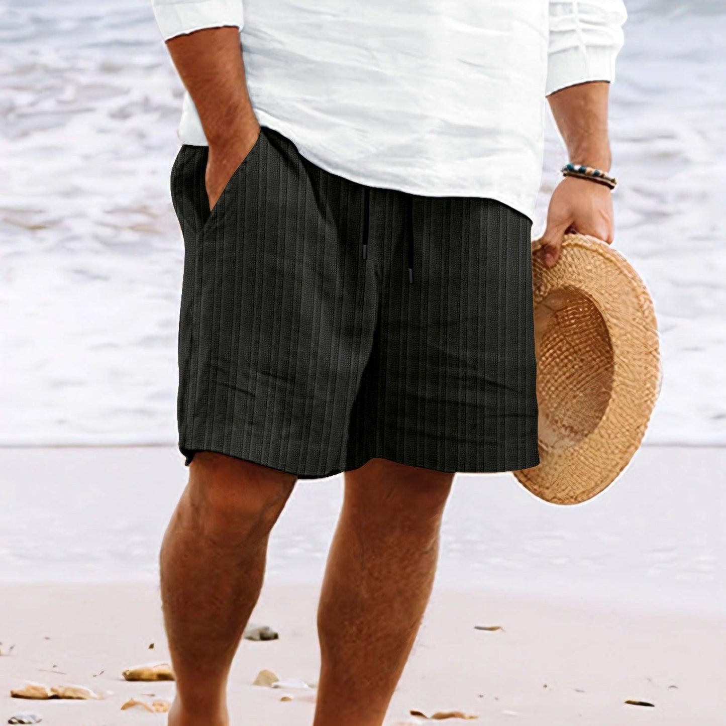Men's Relaxed Fit Shorts Cotton Linen Blend