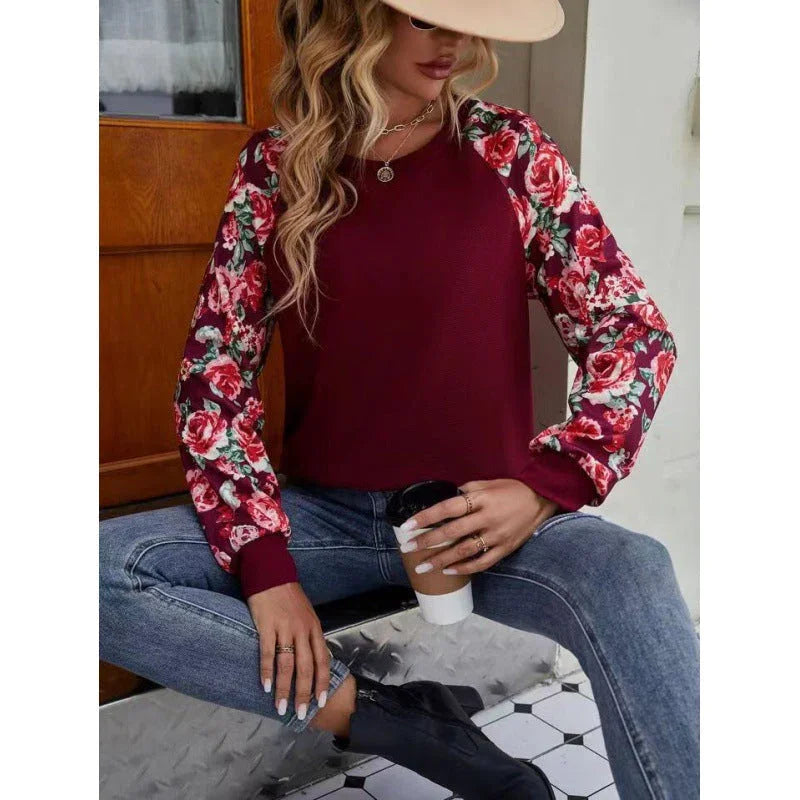 Women's Floral Sweatshirt Soft Knit Relaxed Fit