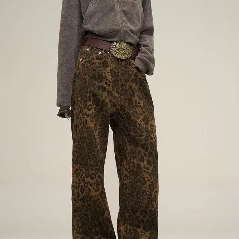 Women's Denim Jeans Leopard Print