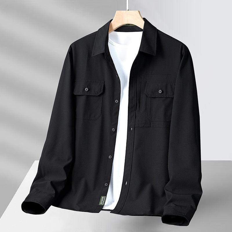Men's Lightweight Button-Up Shirt with Utility Pockets