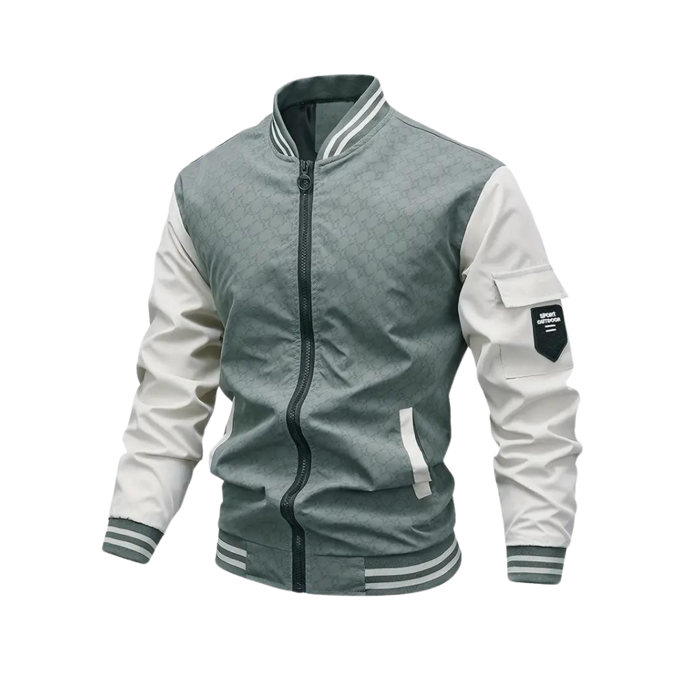 Men’s Bomber Jacket Regular Fit Zipper Front Ribbed Trim