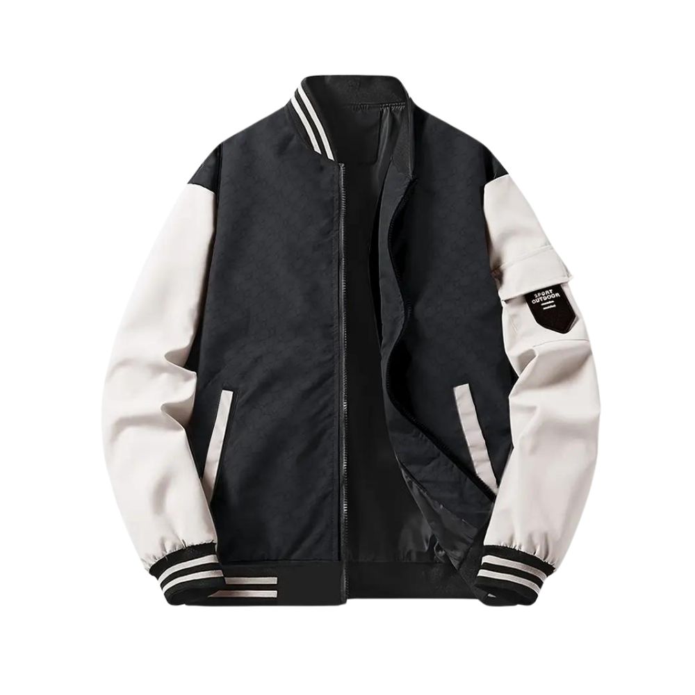 Men’s Bomber Jacket Regular Fit Zipper Front Ribbed Trim