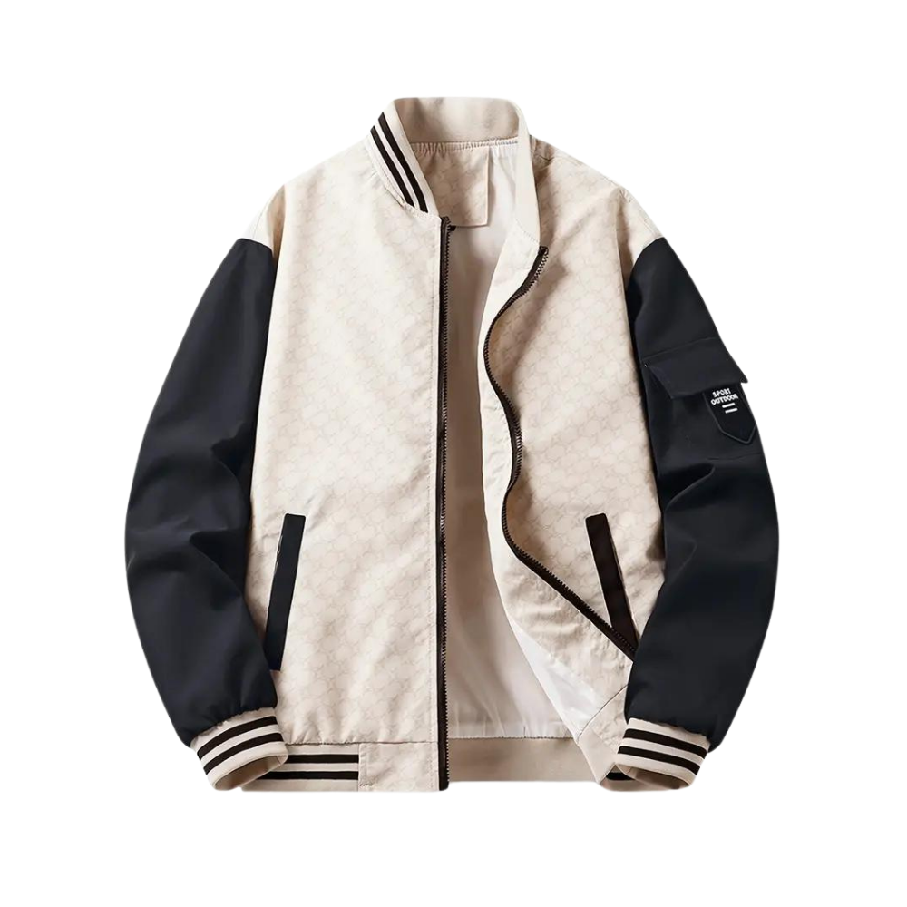 Men’s Bomber Jacket Regular Fit Zipper Front Ribbed Trim