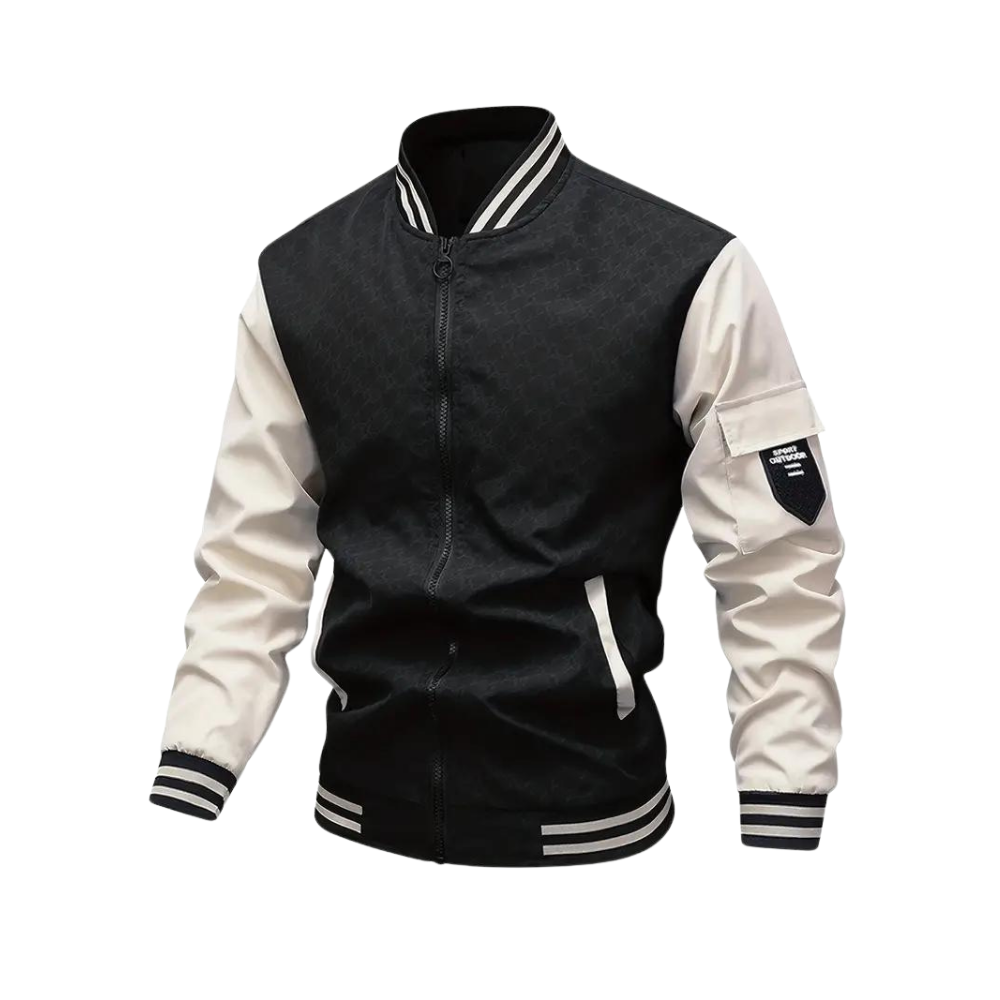 Men’s Bomber Jacket Regular Fit Zipper Front Ribbed Trim