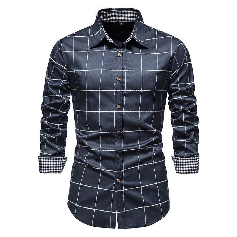 Men's Slim Fit Plaid Dress Shirt