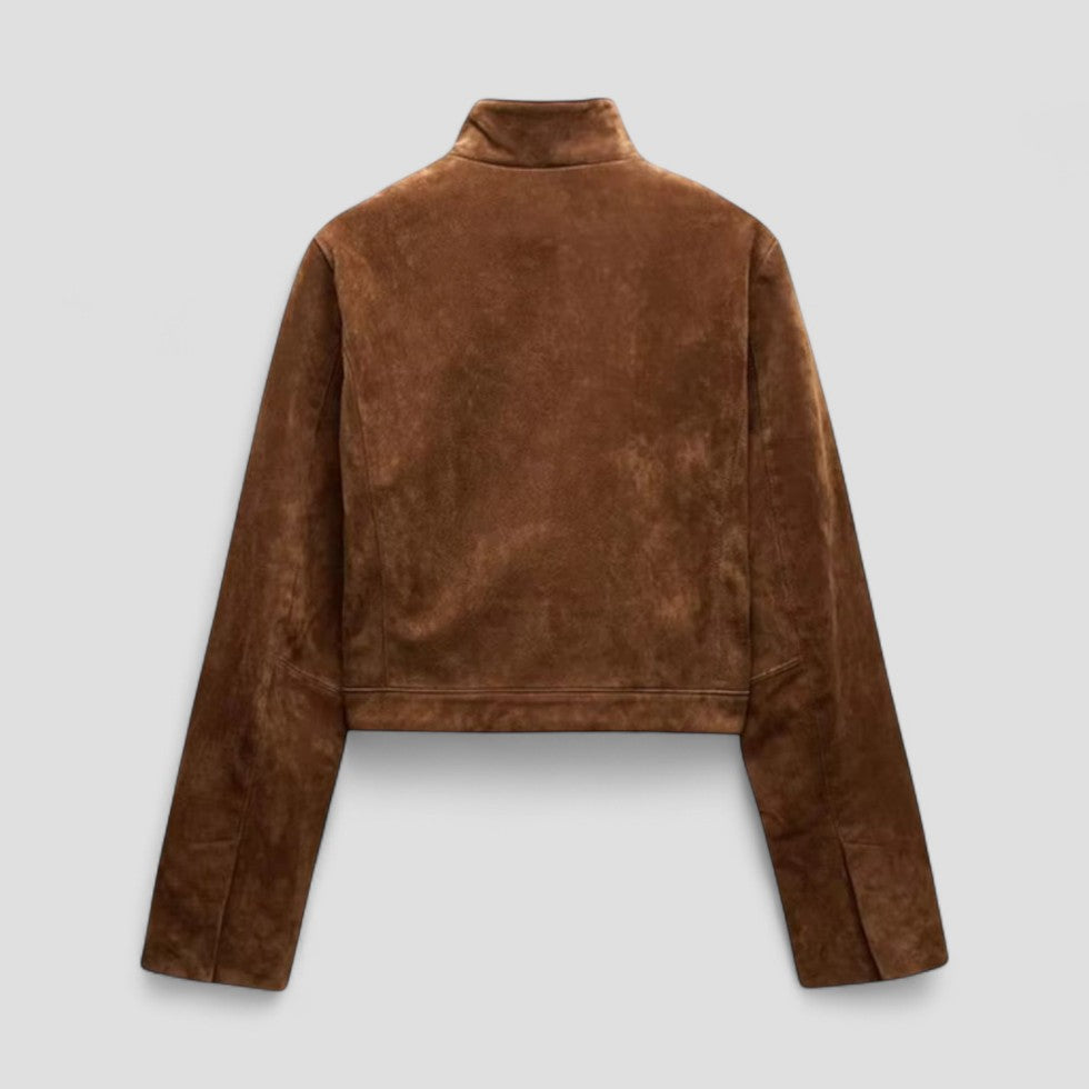 Women's Suede Look Jacket with Zip Detail