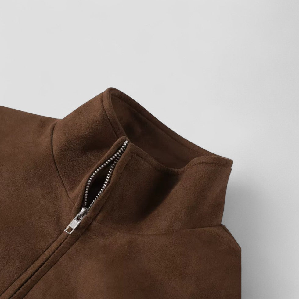 Women's Suede Look Jacket with Zip Detail