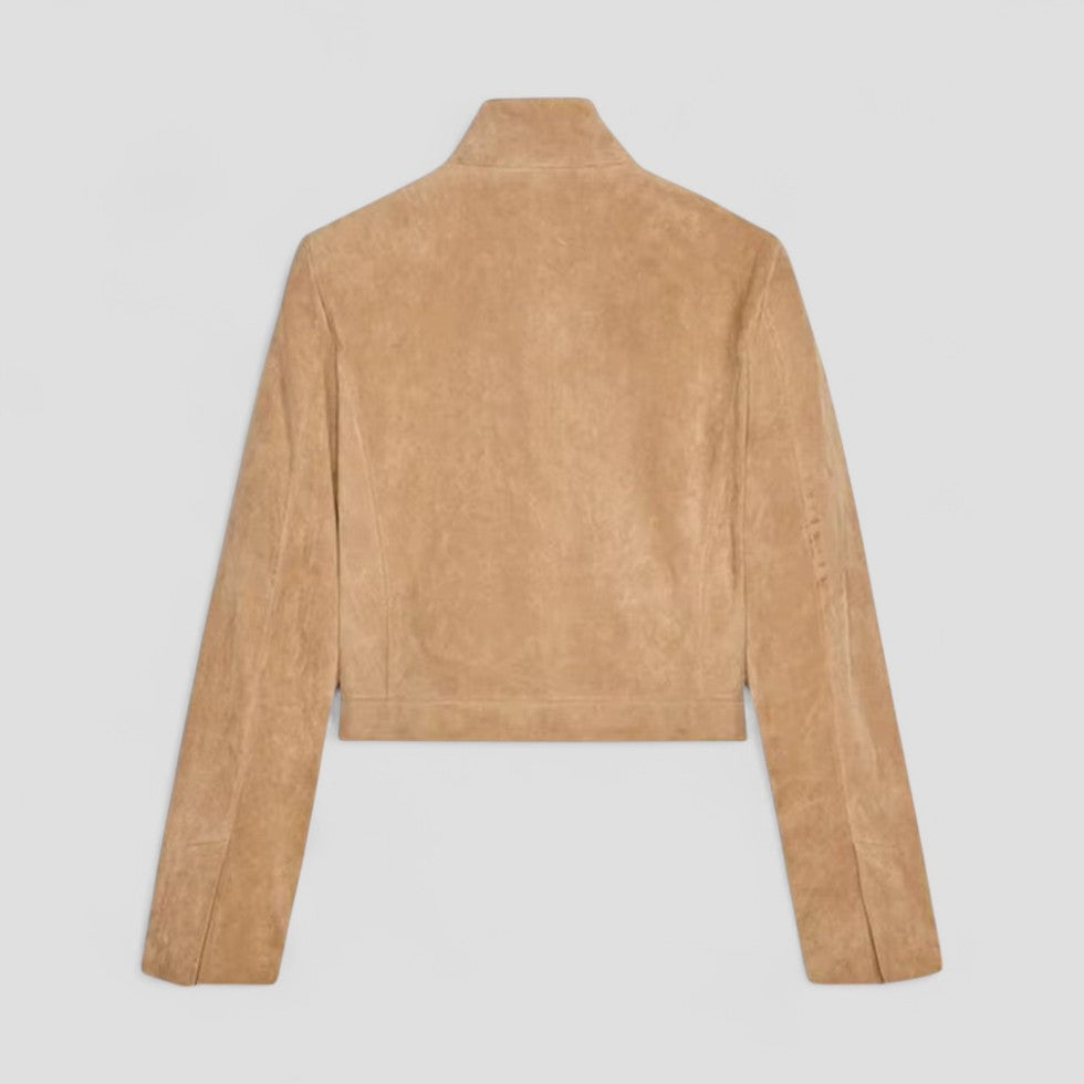 Women's Suede Look Jacket with Zip Detail