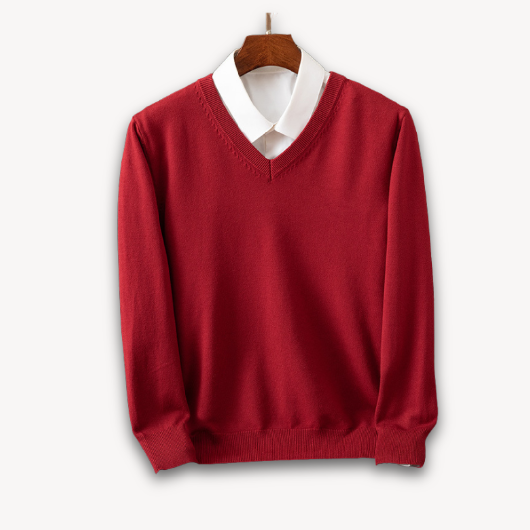Men's V-Neck Cashmere Sweater - Slim Fit, Soft & Lightweight, Casual & Formal Wear