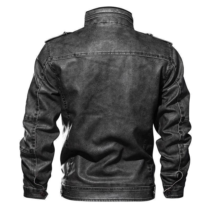 Men's Motorcycle Jacket PU Leather Warm Casual