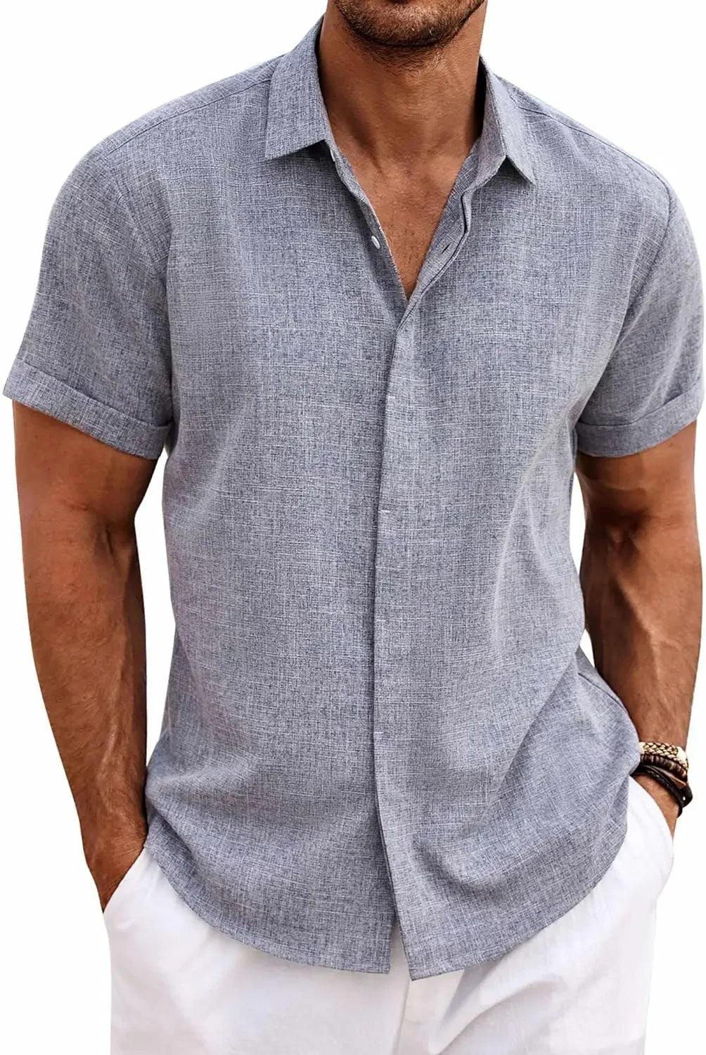 The Milo Short Sleeve Cotton-Linen Shirt | Lightweight Pullover for Casual Summer Comfort - northernnomad