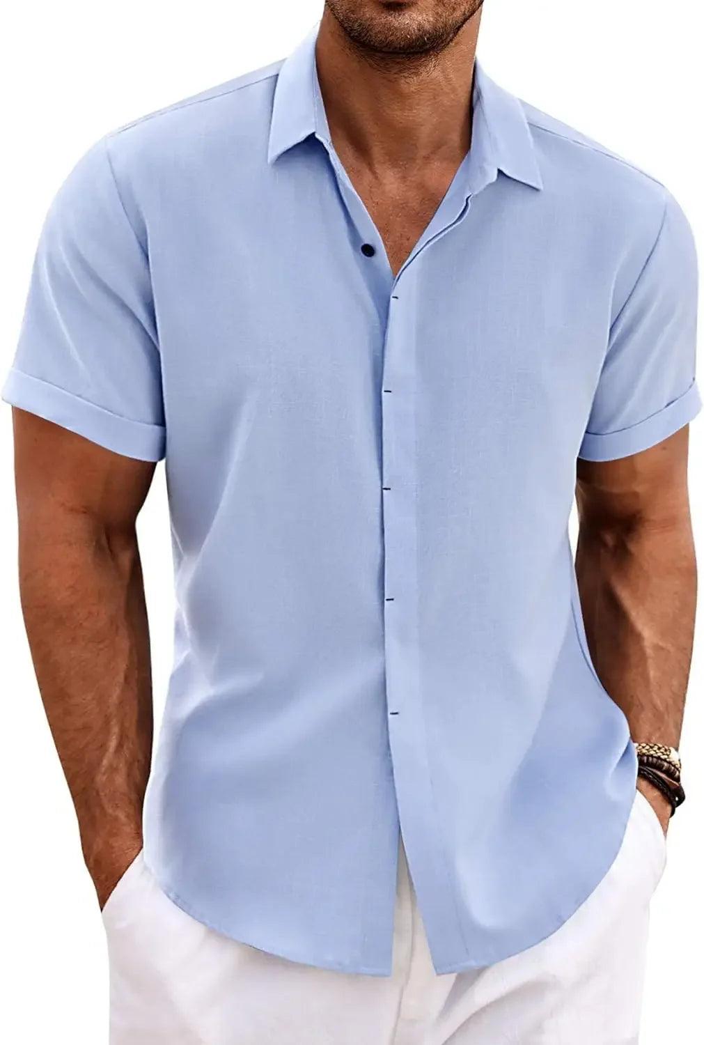 The Milo Short Sleeve Cotton-Linen Shirt | Lightweight Pullover for Casual Summer Comfort - northernnomad