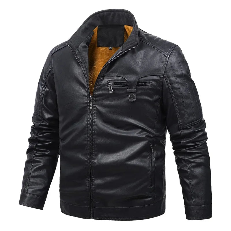 Men's Leather Biker Jacket Classic Style