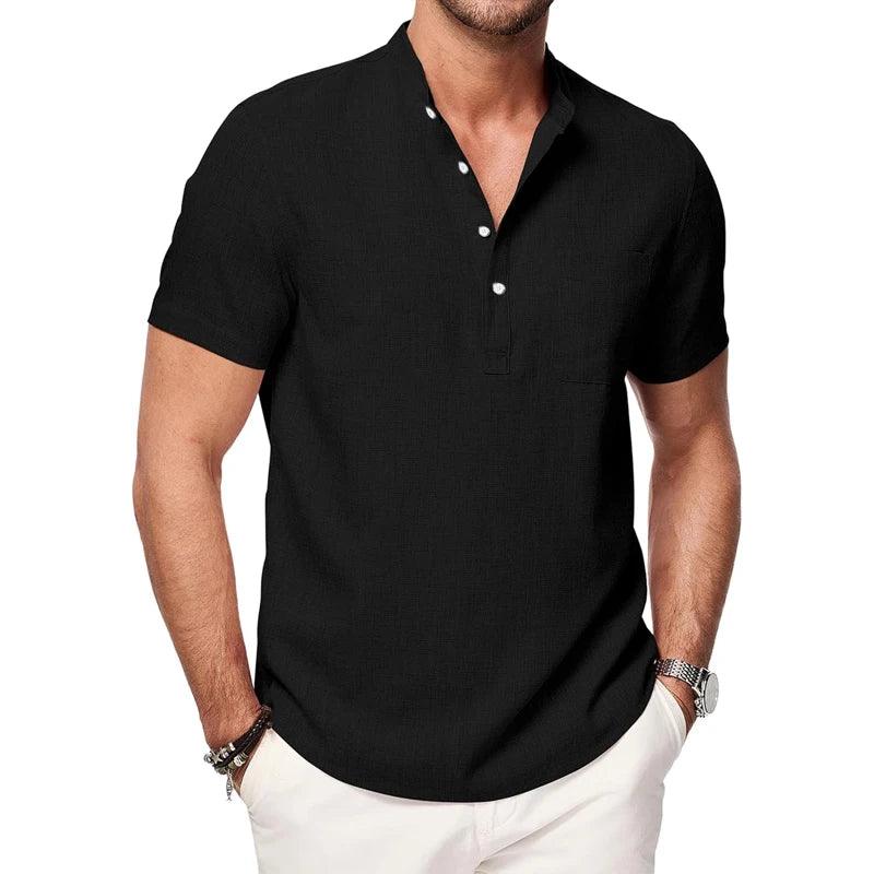 Shoreline Henley | Men's Lightweight Cotton Beach Shirt with Pocket - northernnomad