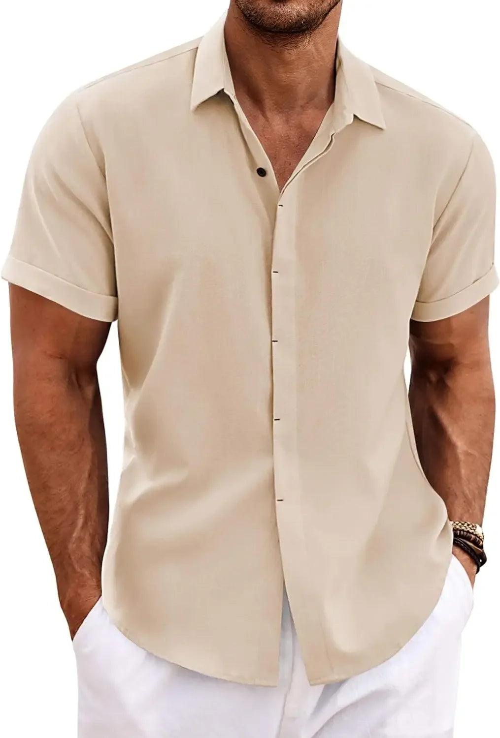 The Milo Short Sleeve Cotton-Linen Shirt | Lightweight Pullover for Casual Summer Comfort - northernnomad