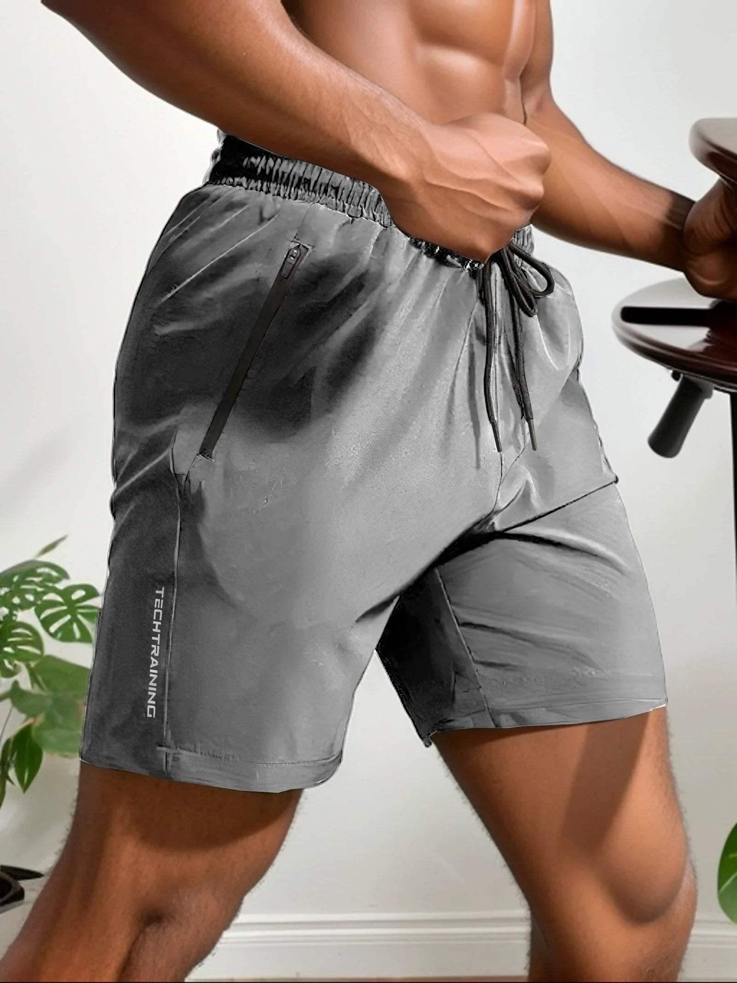 Men's Moisture-Wicking Athletic Shorts with Stretch Fabric and Zip Pocket