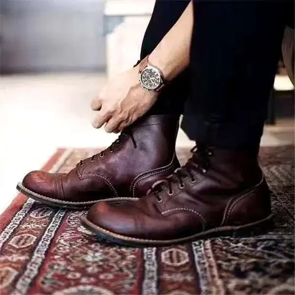 Men's Ankle Boots Leather Lace-Up