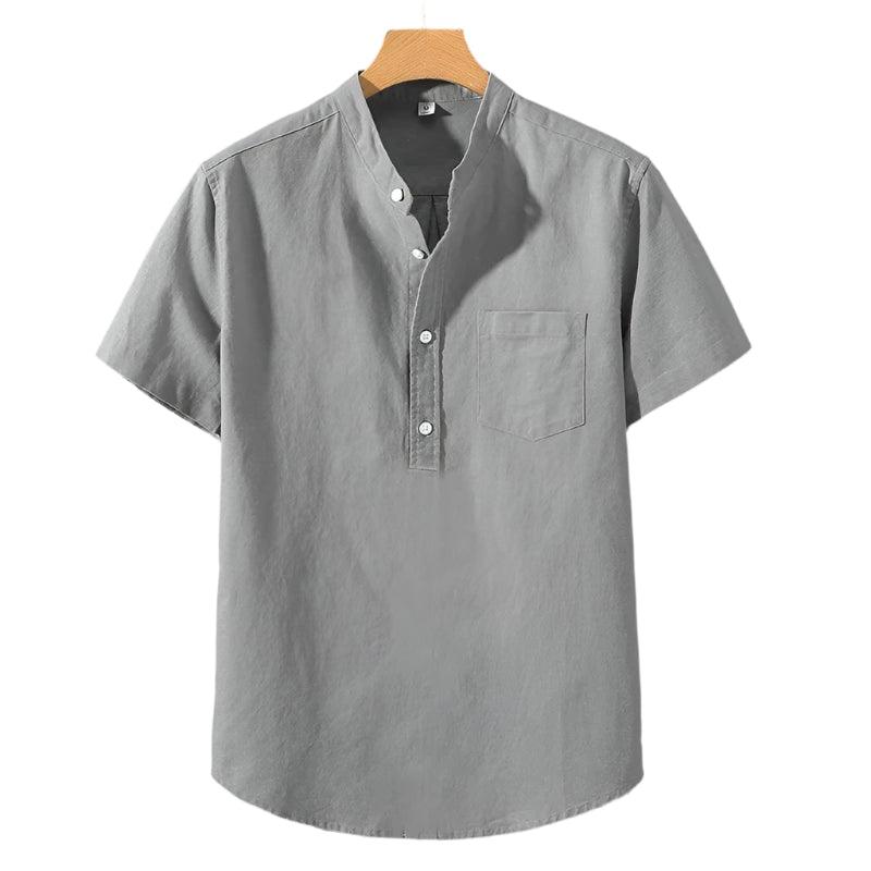 Airfold Men’s Summer Cotton Tee | Minimalist Stand Collar Pocket Shirt - northernnomad
