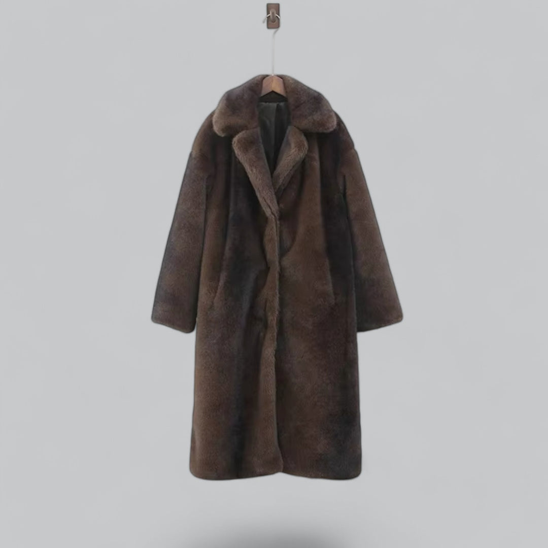 Women's Long Faux Fur Trench Coat