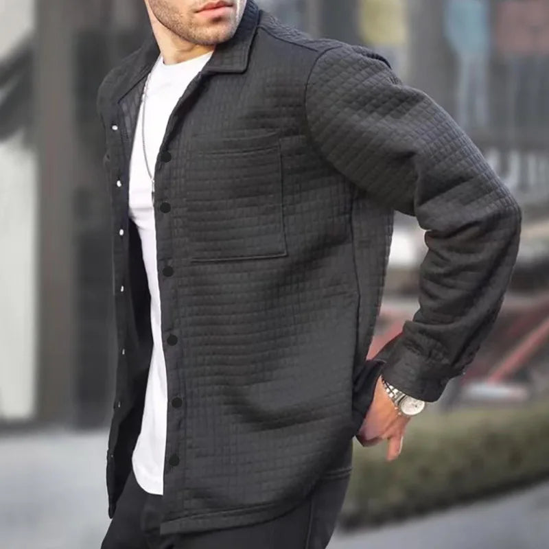 Men's Quilted Casual Jacket - Relaxed Fit - Button Front