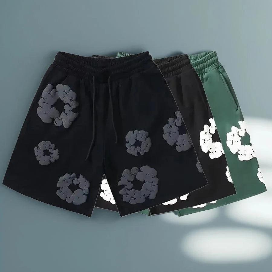 Men's Floral Print Denim Pants