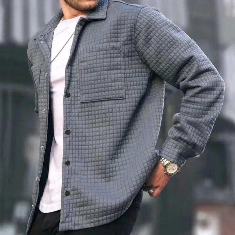 Men's Quilted Casual Jacket - Relaxed Fit - Button Front