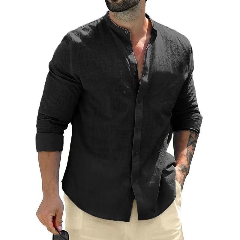 Breezline Men's Classic Cotton Long Sleeve Shirt | Smart Casual Streetwear - northernnomad