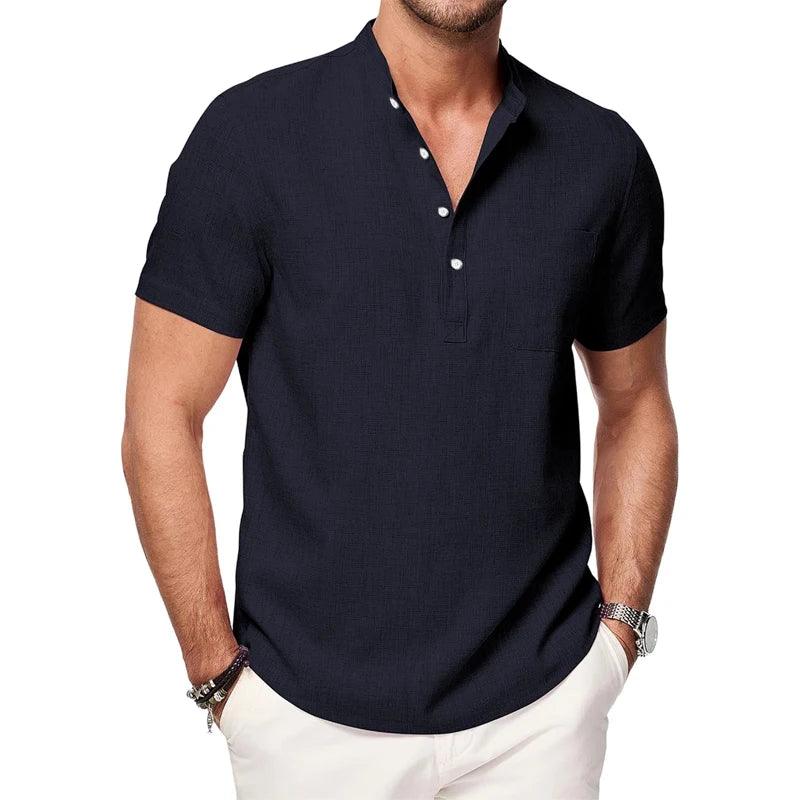 Shoreline Henley | Men's Lightweight Cotton Beach Shirt with Pocket - northernnomad