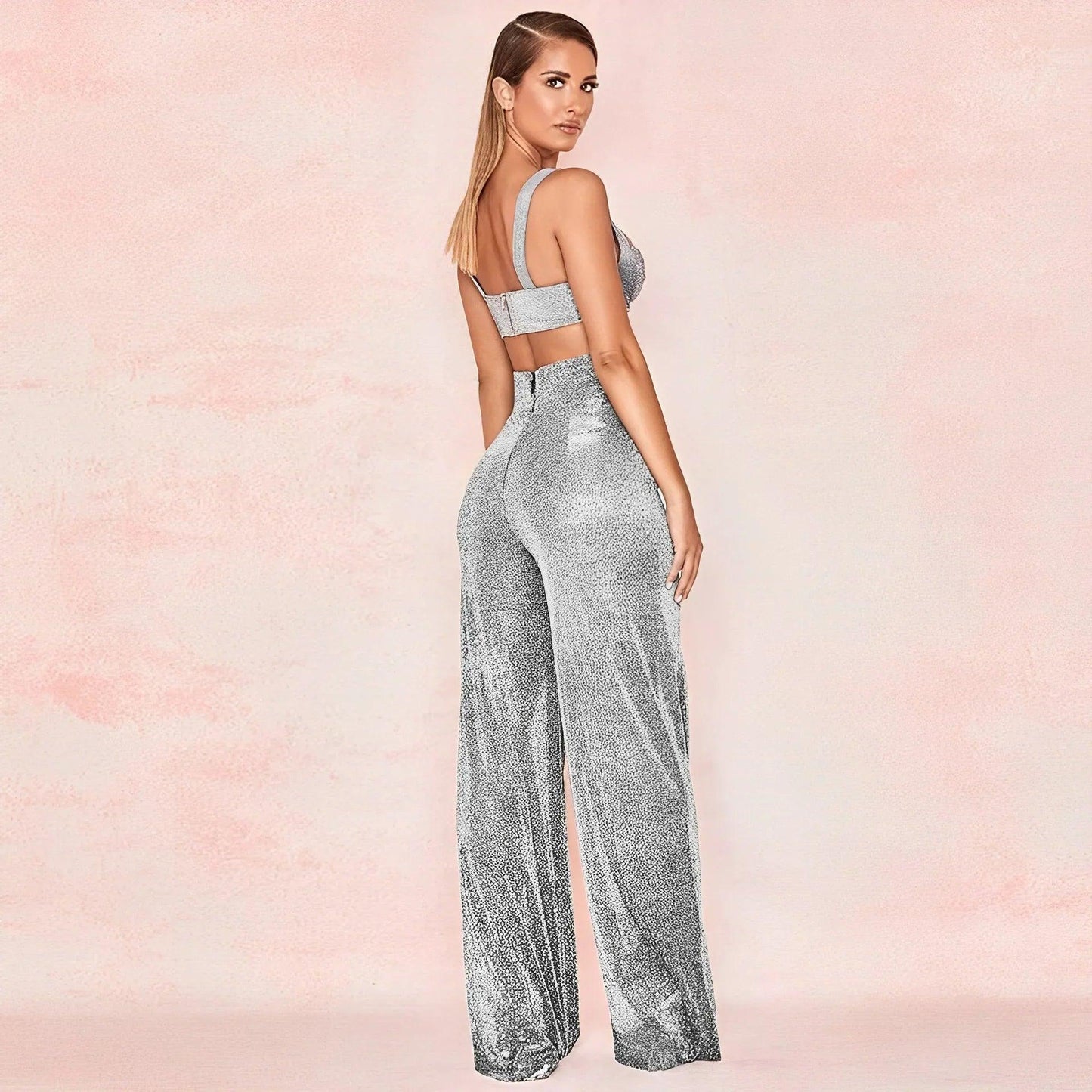 Women's Wide-Leg Trousers Metallic Shimmer