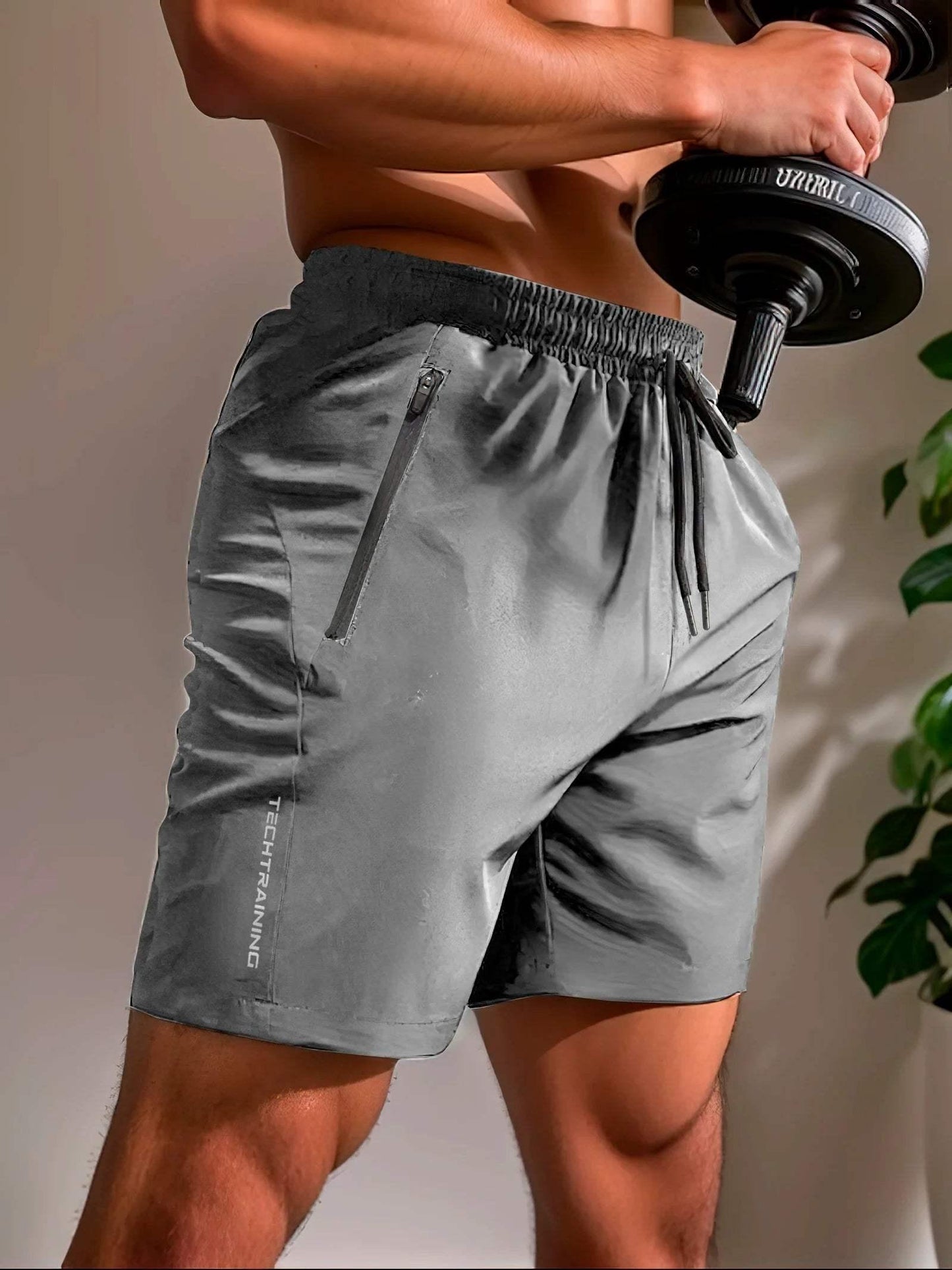Men's Moisture-Wicking Athletic Shorts with Stretch Fabric and Zip Pocket