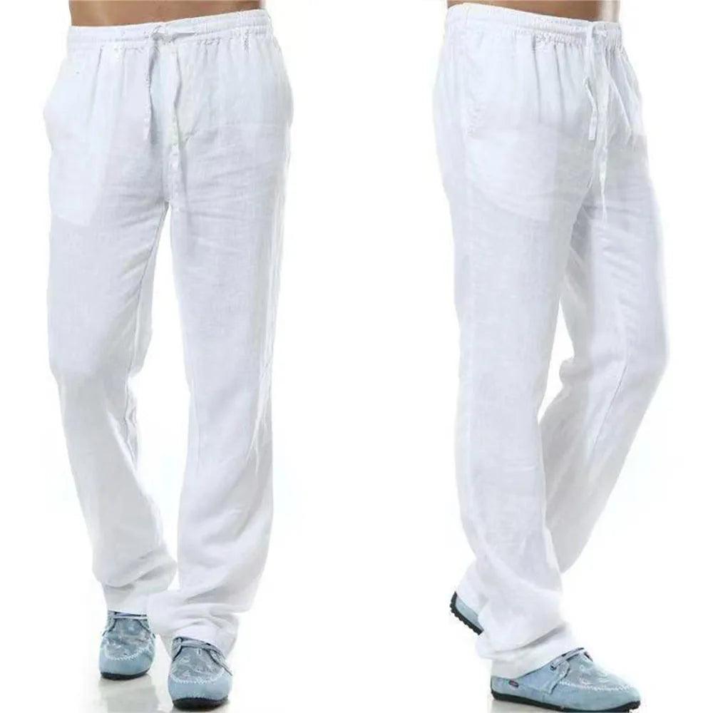 Men's Cotton-Linen Trousers with Back Pocket | Breathable Casual Streetwear Pants