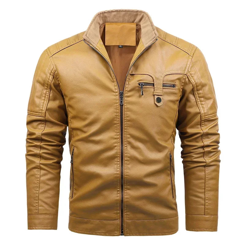 Men's Leather Biker Jacket Classic Style