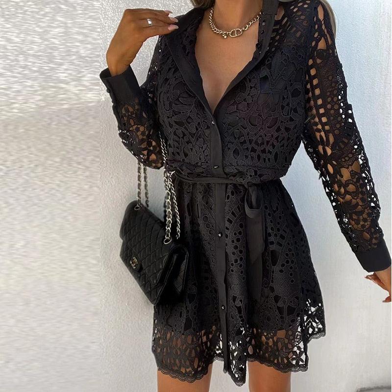 Women's Lace Midi Dress Elegant