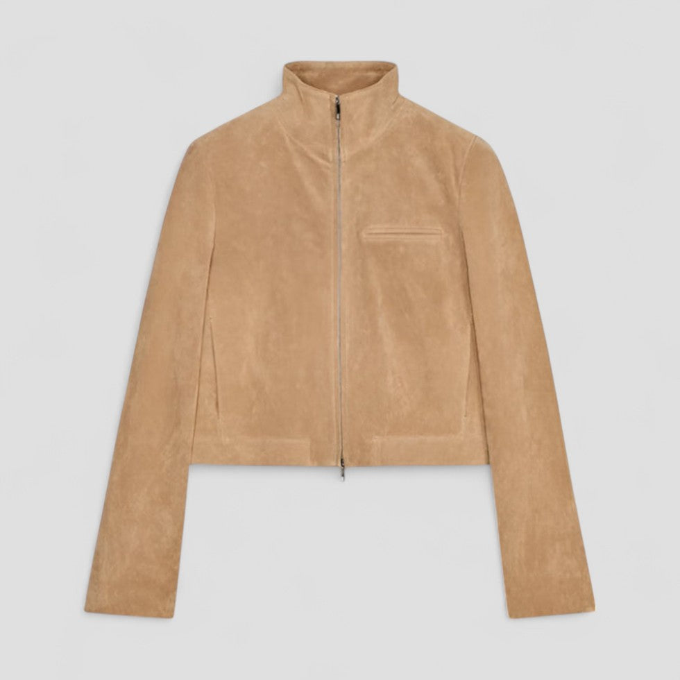 Women's Suede Look Jacket with Zip Detail