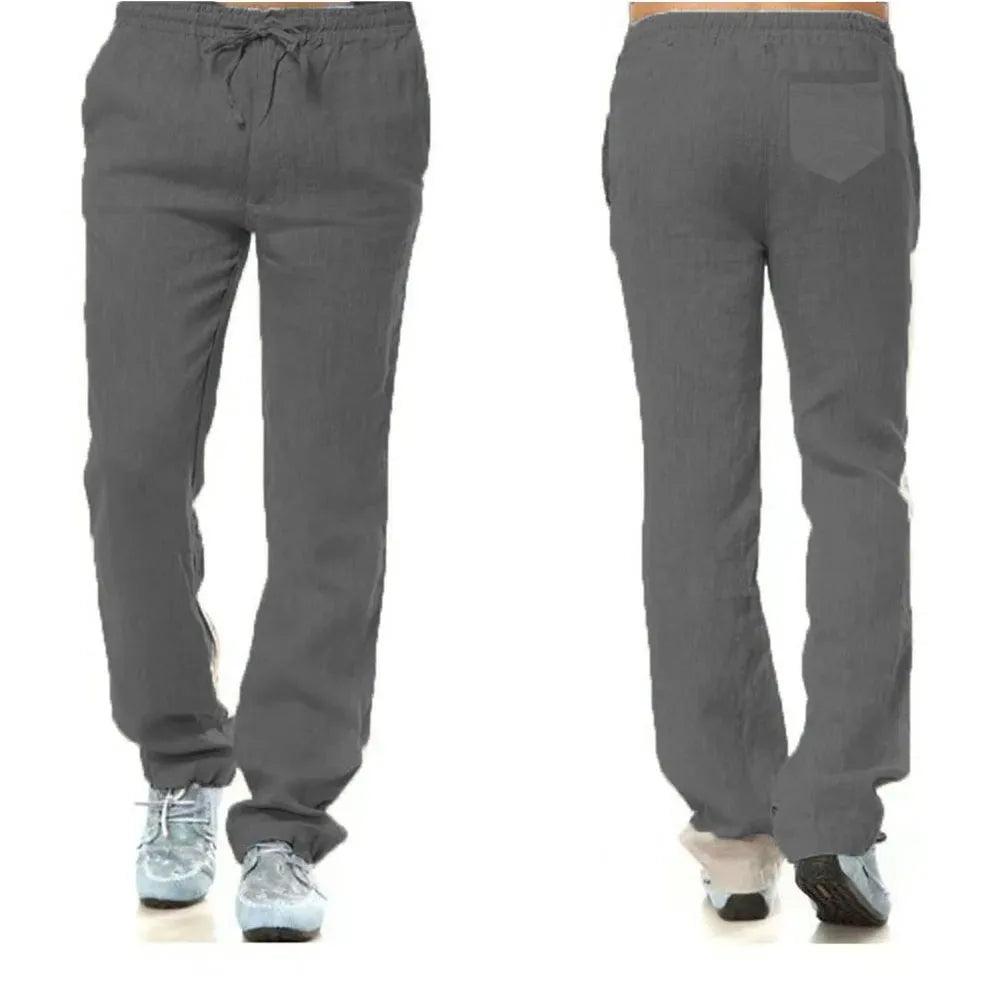 Men's Cotton-Linen Trousers with Back Pocket | Breathable Casual Streetwear Pants