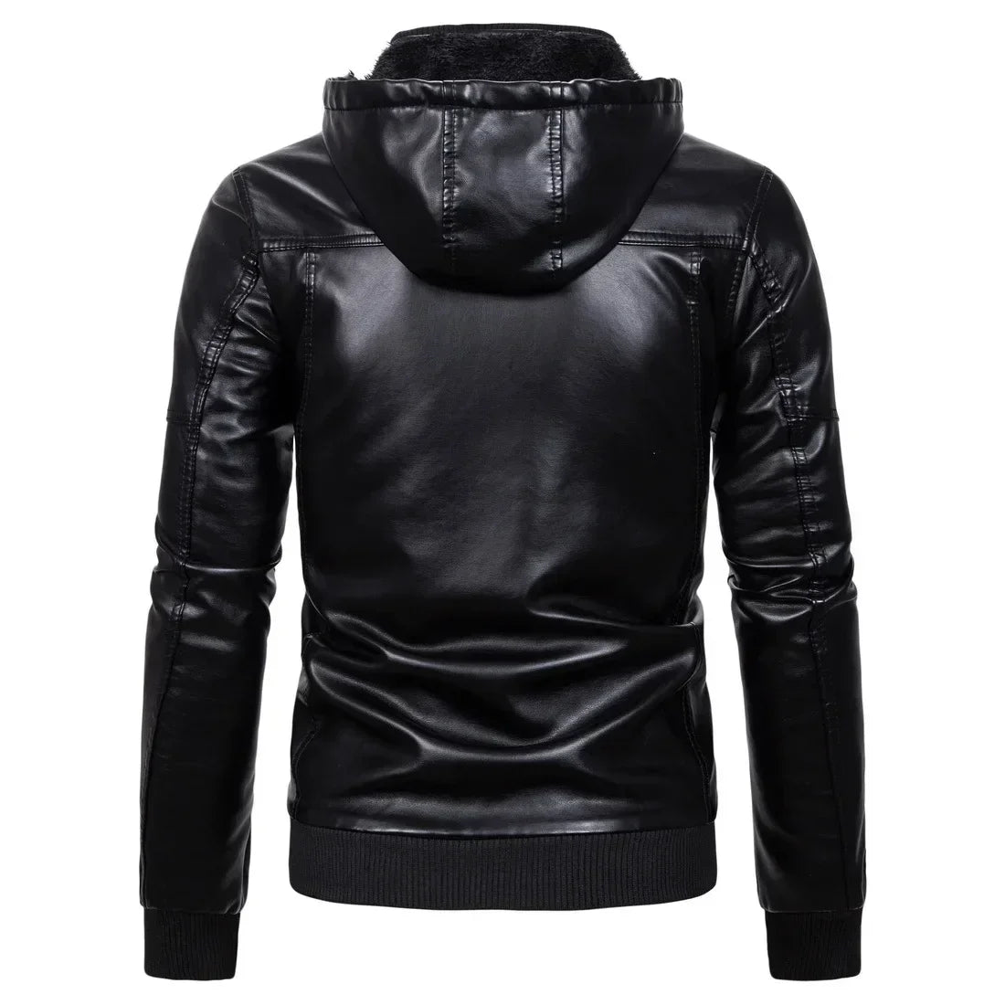 Men's Hooded PU Leather Jacket