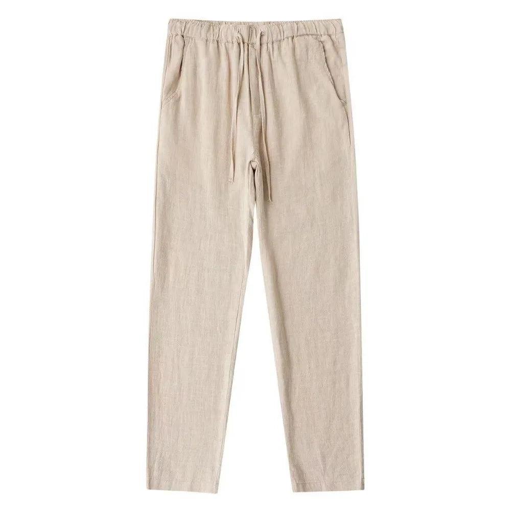 Men's Cotton-Linen Trousers with Back Pocket | Breathable Casual Streetwear Pants