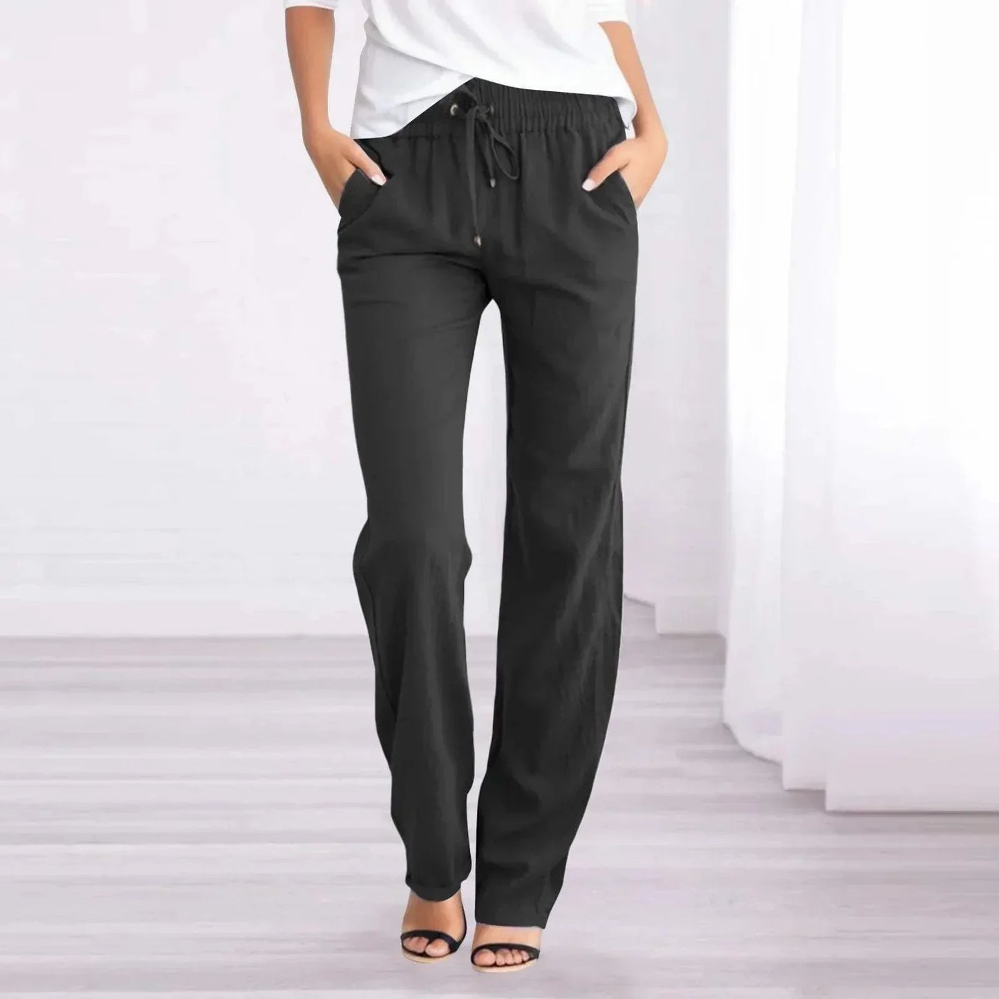 Women's Casual Trousers Lightweight Breathable Fabric Relaxed Fit Elastic Waist