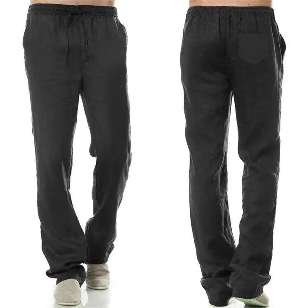 Men's Cotton-Linen Trousers with Back Pocket | Breathable Casual Streetwear Pants