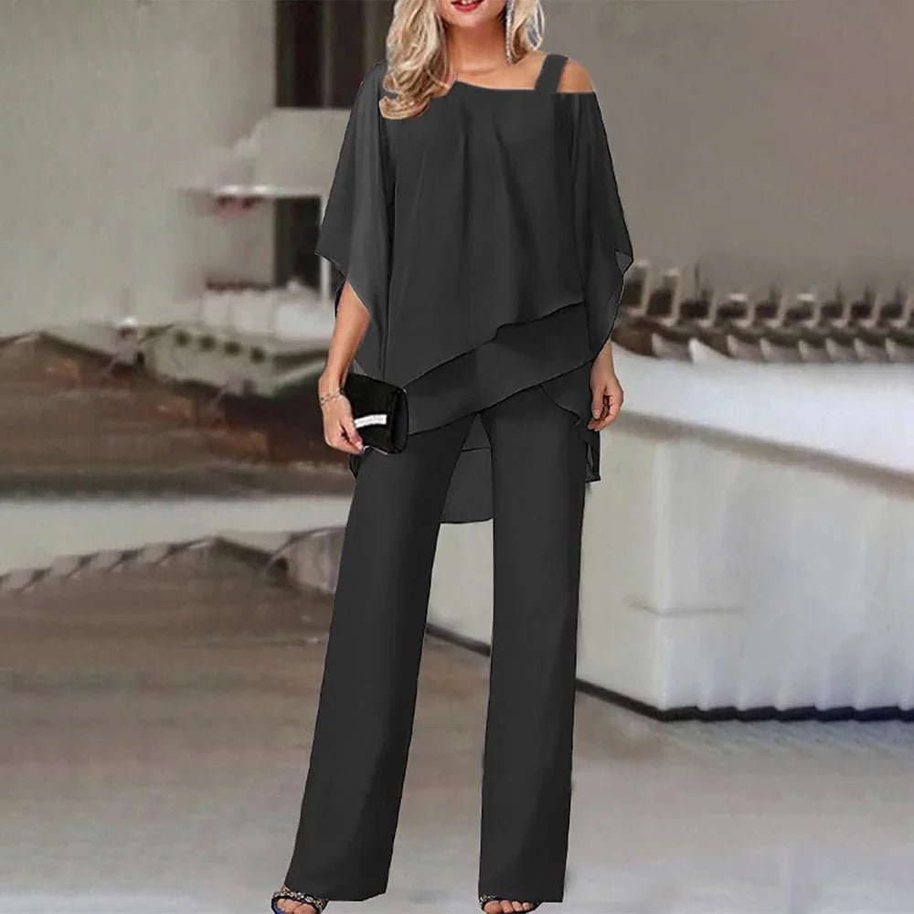 Women's Cold Shoulder 2-Piece Set - Flowy Style