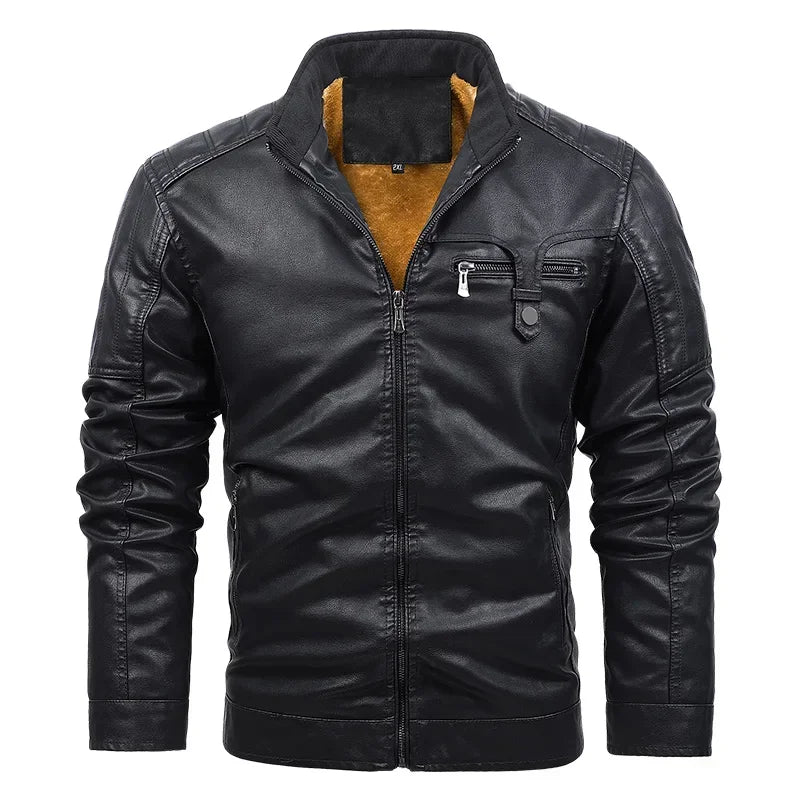 Men's Leather Biker Jacket Classic Style