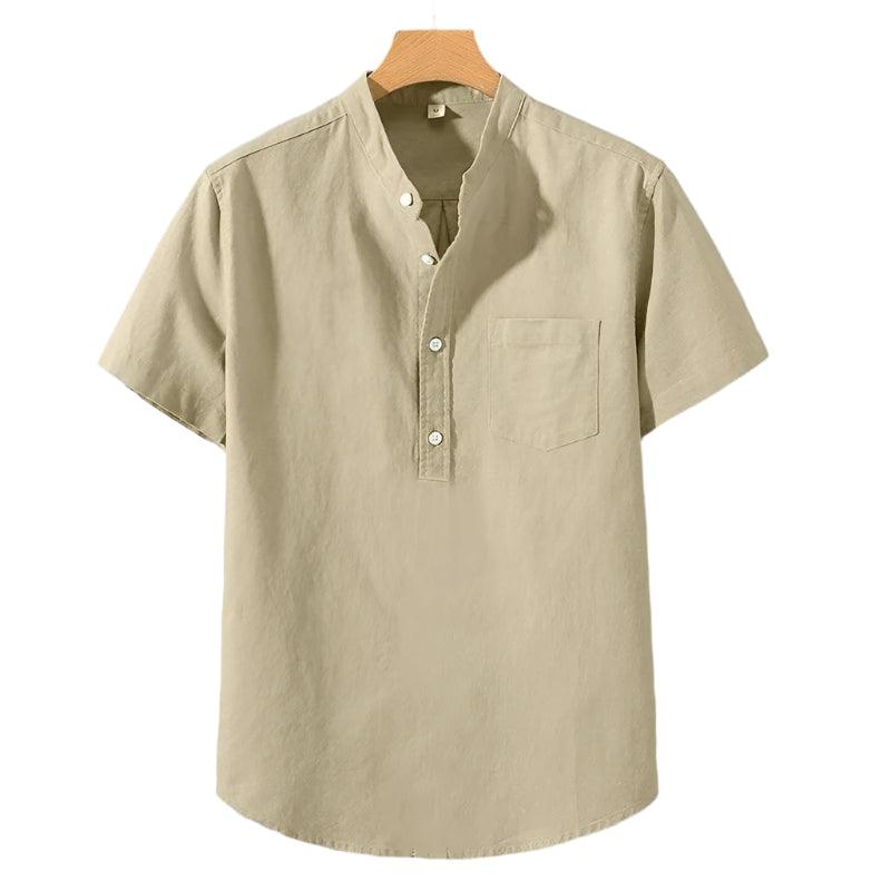 Airfold Men’s Summer Cotton Tee | Minimalist Stand Collar Pocket Shirt - northernnomad